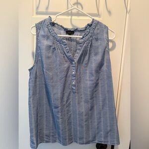 Talbots Blue Sleeveless Button-Up Top